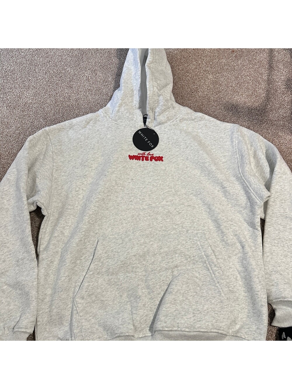 White Fox Grey Marle Oversized Hoodie S/M